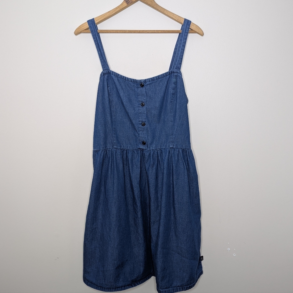 Vans Junior's XL Field Day Blue Chambray Mini Skater Dress with Pockets